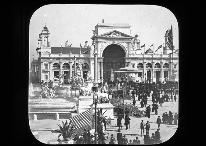 'Columbian Exposition Chicago. Exhibition Buildings. Electrical Building from Machinery Building. Copyright Kingston Museum and Heritage Service, 2010'