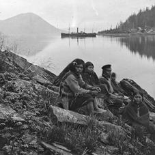 'Natives in Alaska 1868. Paddlesteamer in background. Helios' © Kingston Museum and Heritage Service, 2010