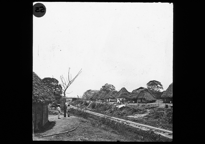 'Railway running through a Central American Village, copyright Kingston Museum and Heritage Service, 2010'